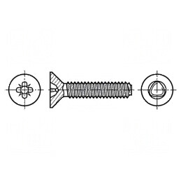 Şurub 3x12 PZ1 îngropat oțel inoxidabil A2 | Electronic-mag.ro | Componente Electronice