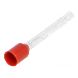 Vârf tub de capăt izolată cupru 1,5mm2 18mm roşie cositorită | Electronic-mag.ro | Componente Electronice