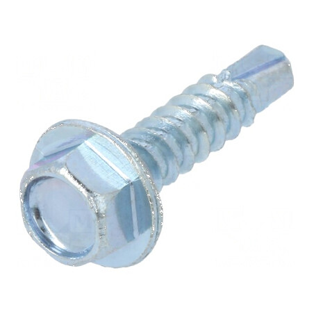 Şurub metalic cu flanşă 3,5x9,5mm, cap hexagonal 5,5mm, zincat | Electronic-mag.ro | Componente Electronice