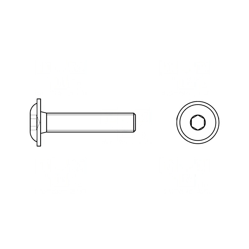 Şurub cu flanşă M3x4 0,5 buton imbus HEX 2mm ISO 7380-F | Electronic-mag.ro | Componente Electronice