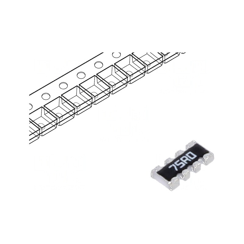 Rezistor multipolar Y SMD 75Ω ±1% 62,5mW 4 rezistori | Electronic-mag.ro | Componente Electronice