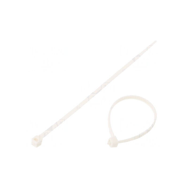 Colier de strângere poliamidă 100mm 2,5mm 80N albă | Electronic-mag.ro | Componente Electronice