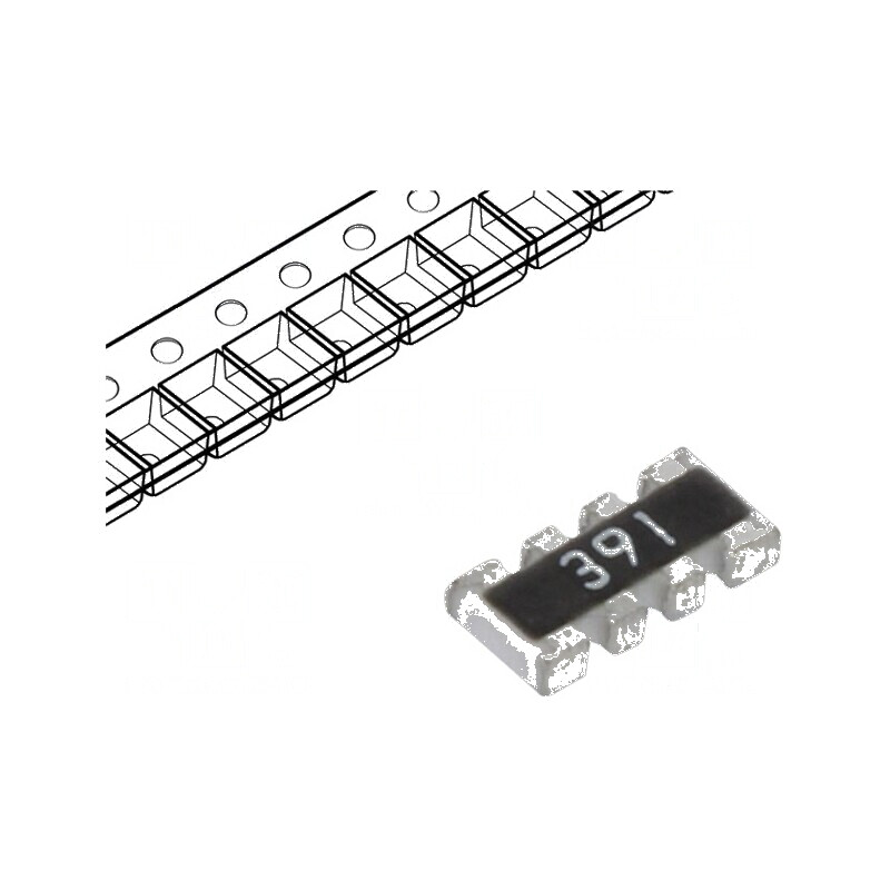 Rezistor multipolar Y SMD 390Ω ±5% 62,5mW 4 rezistori | Electronic-mag.ro | Componente Electronice