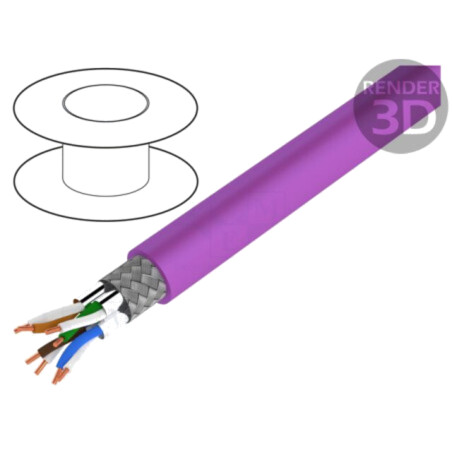 Cablu; S/FTP; Ethernet industrial,PROFINET; 7a; sârmă; Cu; LSZH
