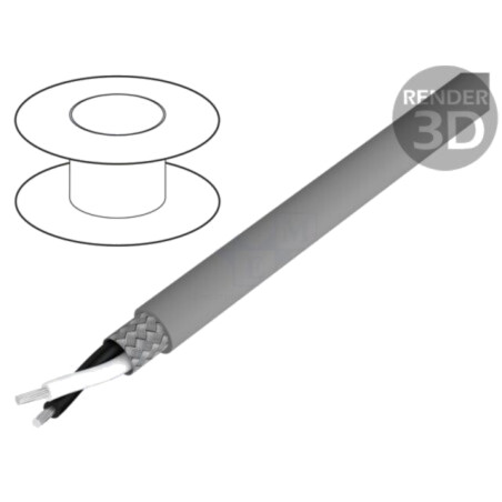 Cablu; Alpha Essential C&C; 2x20AWG; PVC; gri închis; 600V; 305m