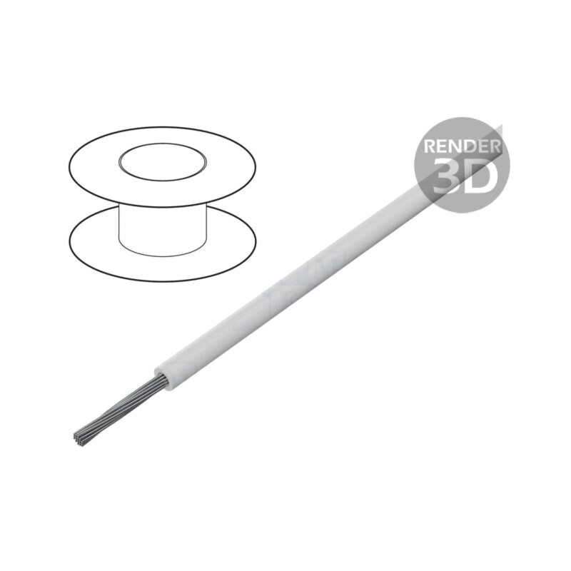 Cablu; HookUp Wire; litat; Cu; 14AWG; PVC; alb; 300V; 305m; 1000ft