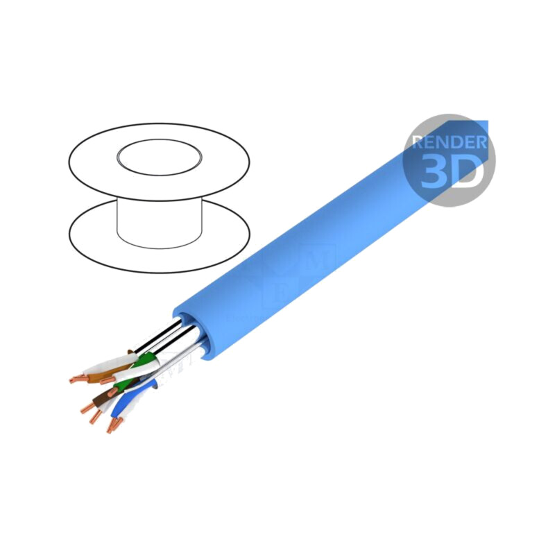 Cablu; U/FTP; 4x2x23AWG; 6a; sârmă; Cu; LSZH; albastru; 500m; CPR: Eca