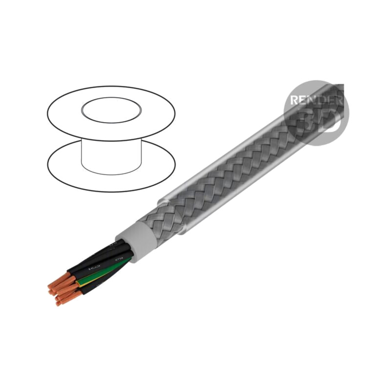 Cablu; Pro-Met; 9G0,5mm2; ecranat,tresă de cupru cositorit; PVC