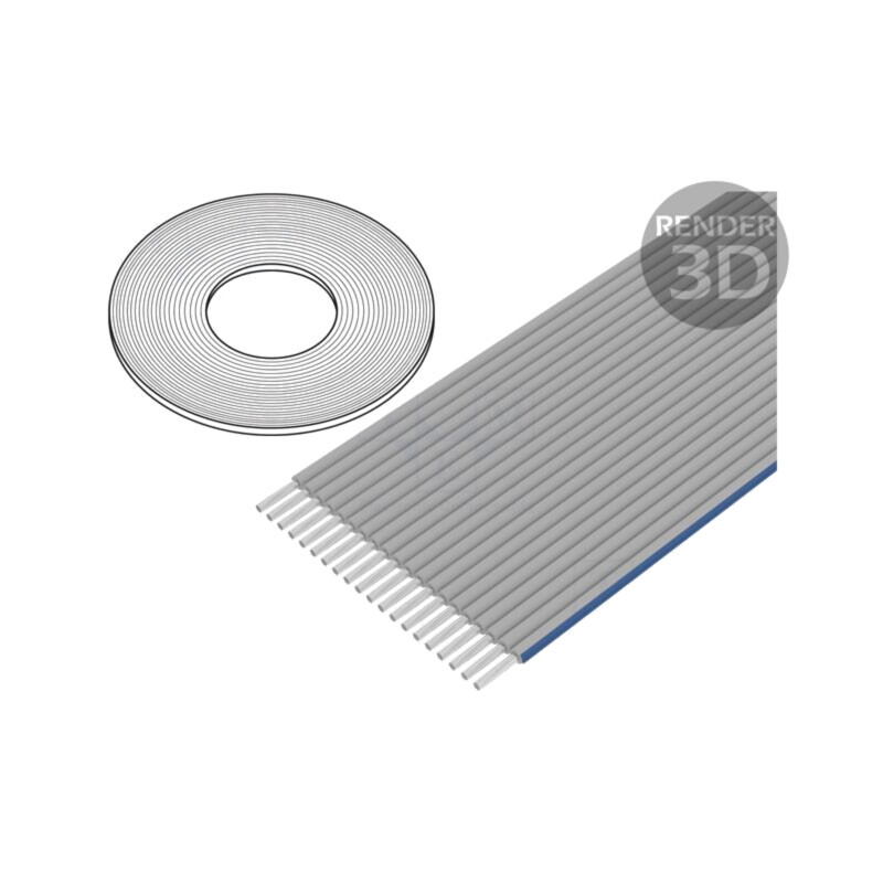Cablu: cabluri bandă; 1,27mm; litat; Cu; neecranat; PO; gri deschis