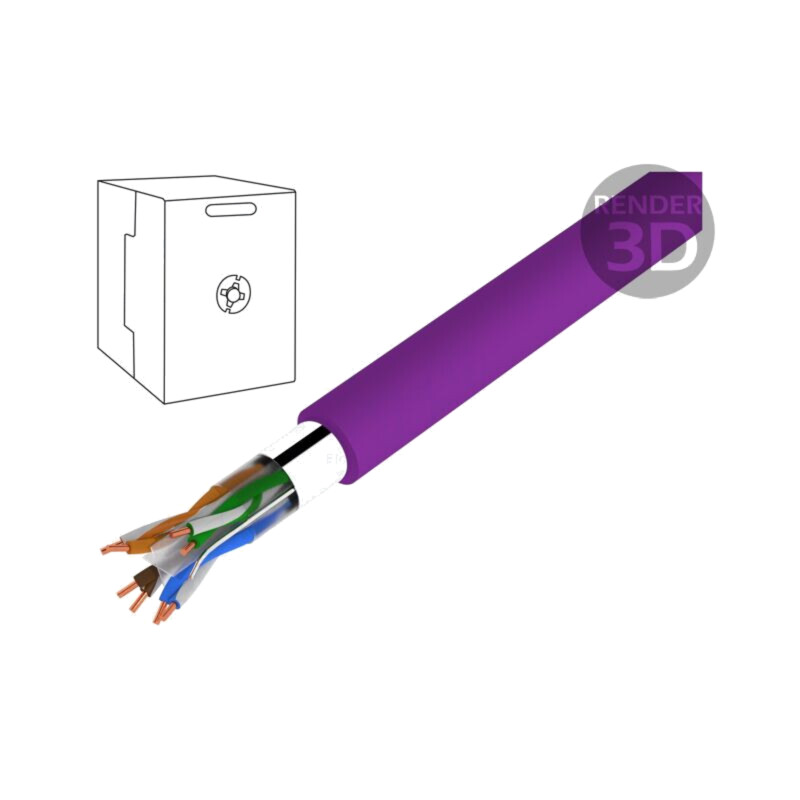 Cablu; F/UTP; 4x2x23AWG; 6; sârmă; Cu; LSZH; violet; 305m; Øcablu: 6mm