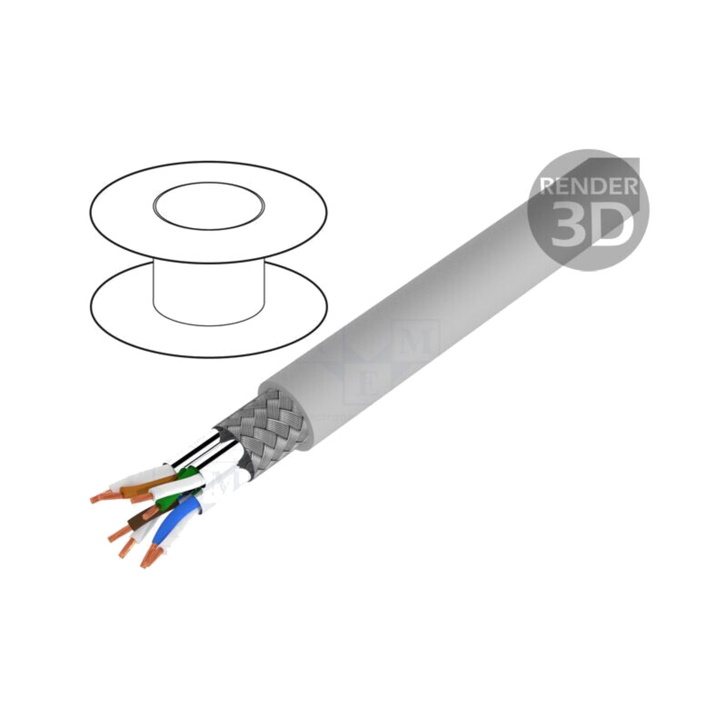 Cablu; S/FTP; 6; litat; Cu; PVC; gri; 305m; Øcablu: 5,9mm