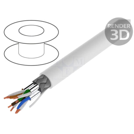 Cablu; S/FTP; 7; Ethernet industrial; litat; Cu; LSZH; alb; 305m