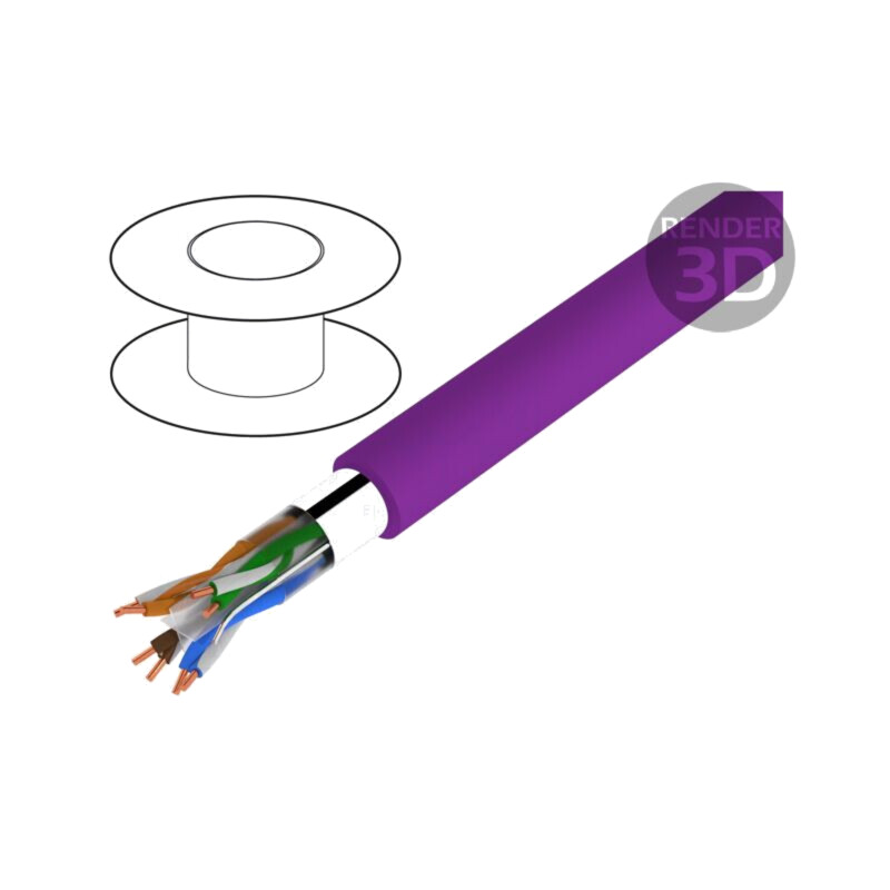 Cablu; F/UTP; 4x2x23AWG; 6; sârmă; Cu; LSZH; violet; 305m; Øcablu: 6mm