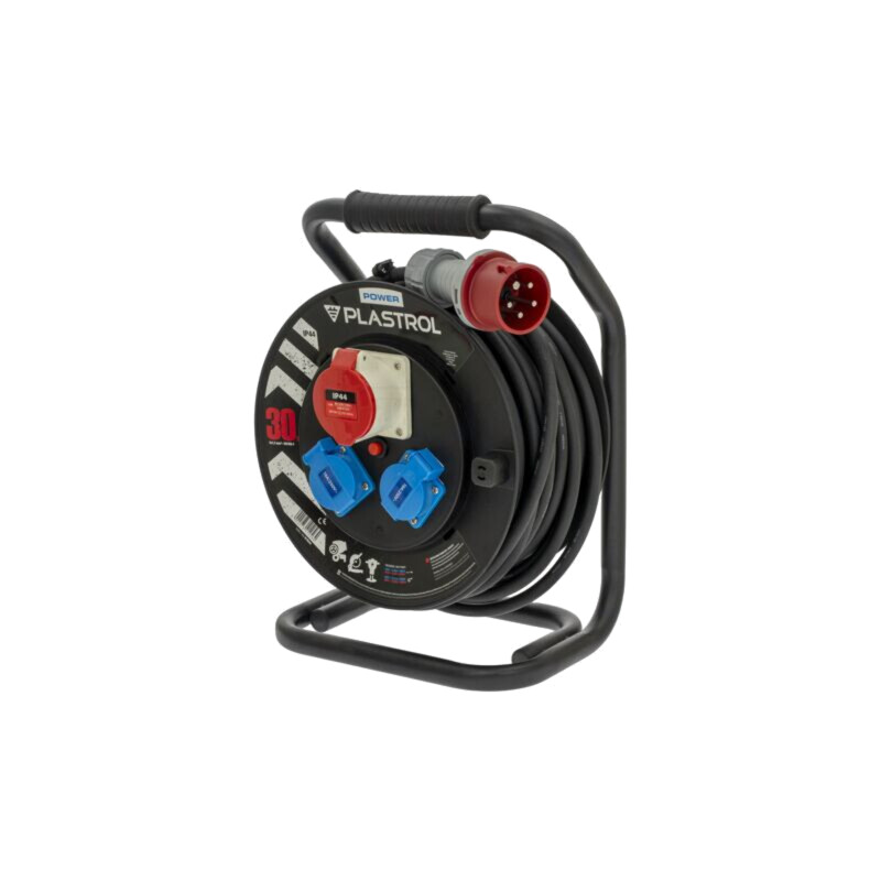 Prelungitor alimentare; 5x1,5mm2; Prize: 3; gumă; negru; 30m; 16A