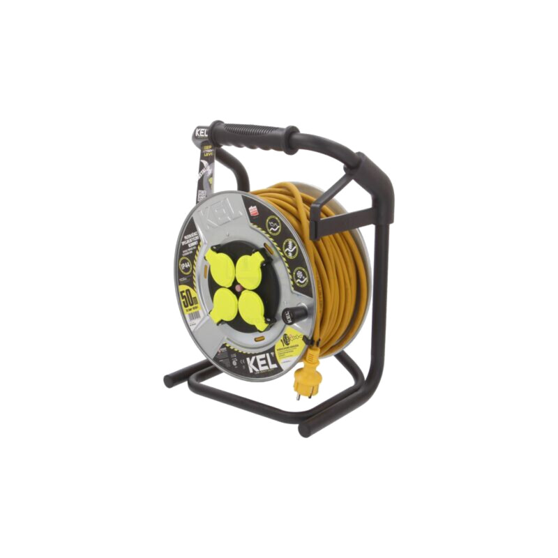 Prelungitor alimentare; 3x1,5mm2; Prize: 4; gumă; galben; 50m; 16A