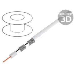 Cablu: coaxial; sârmă; CCS; PVC; alb; 500m; Øcablu: 7mm
