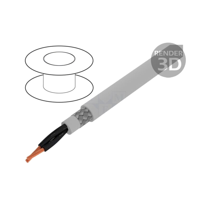 Cablu; Pro-Met; 2x0,5mm2; ecranat,tresă de cupru cositorit; PVC