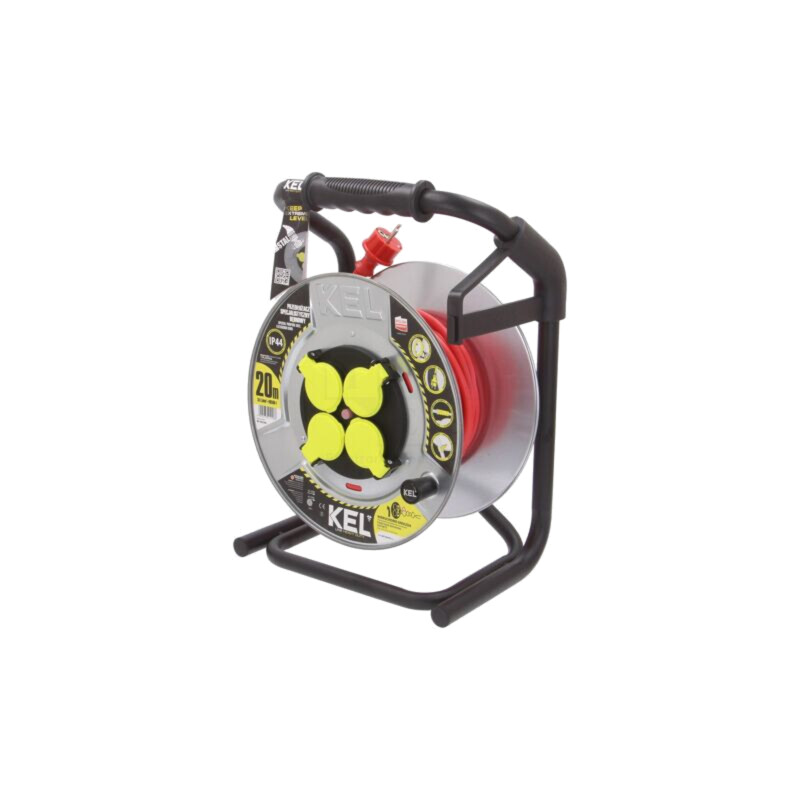 Prelungitor alimentare; 3x1,5mm2; Prize: 4; gumă; roşu; 20m; 16A
