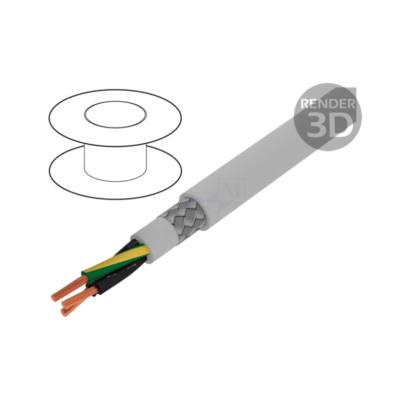 Cablu; Pro-Met; 3G0,75mm2; ecranat,tresă de cupru cositorit; PVC