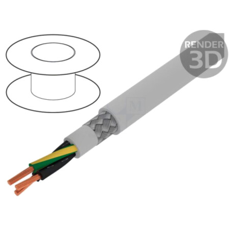 Cablu; Pro-Met; 3G0,75mm2; ecranat,tresă de cupru cositorit; PVC