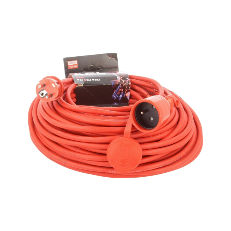 Prelungitor alimentare; 3x1,5mm2; Prize: 1; gumă; roşu; 40m; 16A