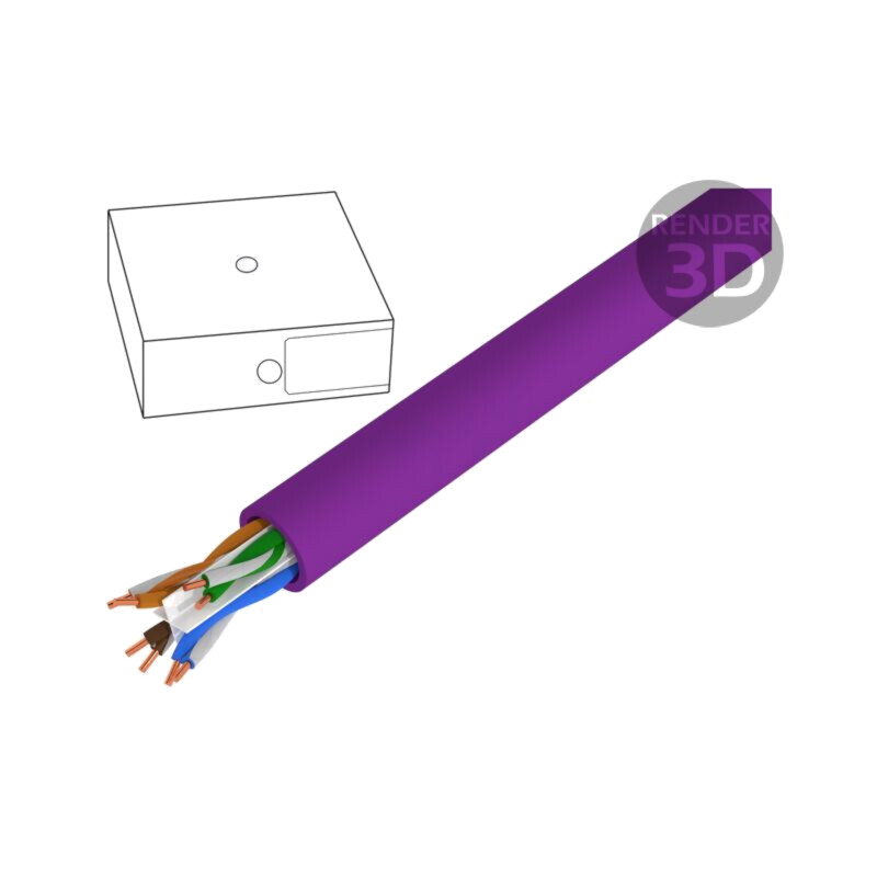 Cablu; U/UTP; 4x2x23AWG; 6; sârmă; Cu; LSZH; violet; 100m; CPR: Eca
