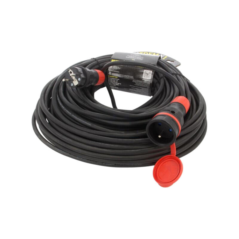 Prelungitor alimentare; 3x1,5mm2; Prize: 1; gumă; negru; 40m; 16A
