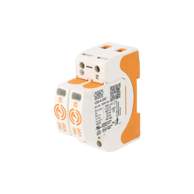 Limitator de supratensiuni; Tip 2; Poli: 2; 20kA; 280VAC; -40÷80°C Limitator de supratensiuni; Tip 2; Poli: 2; 20kA; 280VAC; -40÷80°C