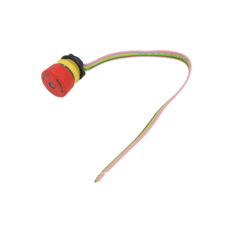 Comutator: de siguranţă; 22mm; Poz.i stab: 2; NC x2; roşie; LED