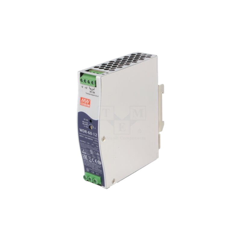 Alimentator: pulsatoriu; pentru şină DIN; 60W; 12VDC; 5A; OUT: 1