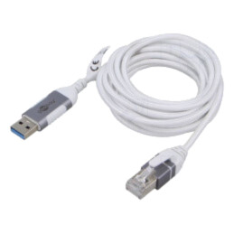 Cablu; slim,USB 3.0; RJ45 mufă,USB A mufă; nichelat; 15m; alb
