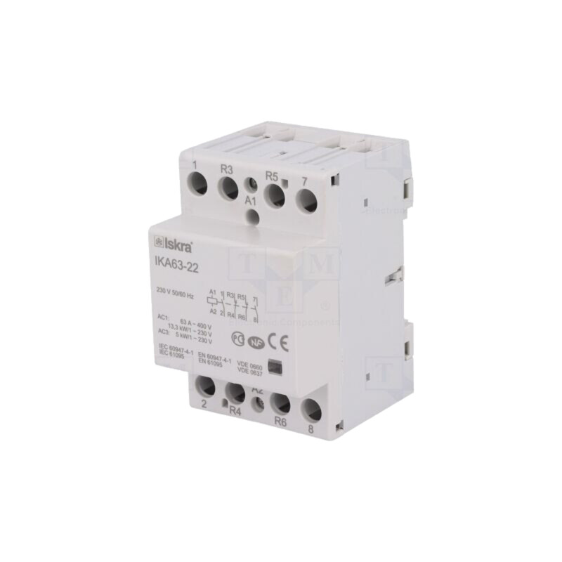 Contactor: 4-polar pt.instalaţii; 63A; 230VAC; NC x2 + NO x2 Contactor: 4-polar pt.instalaţii; 63A; 230VAC; NC x2 + NO x2