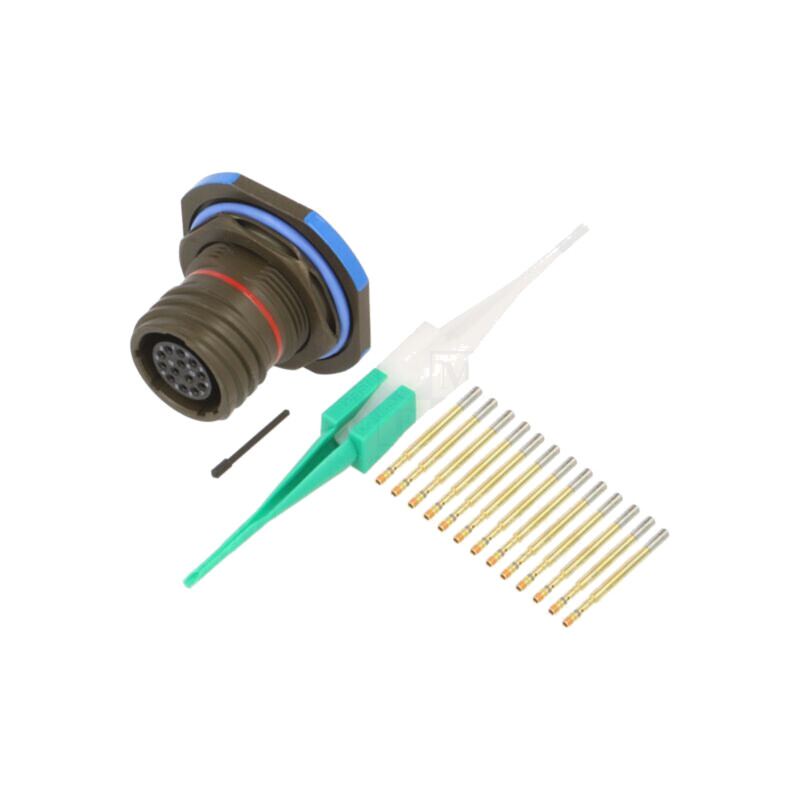 Conector: militar; soclu; mamă; PIN: 13; dimensiune 11; oliv; aurit
