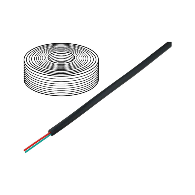 Cablu: cablu telecomunicaţii; 2x28AWG; litat; negru; 500m; Fire: Cu