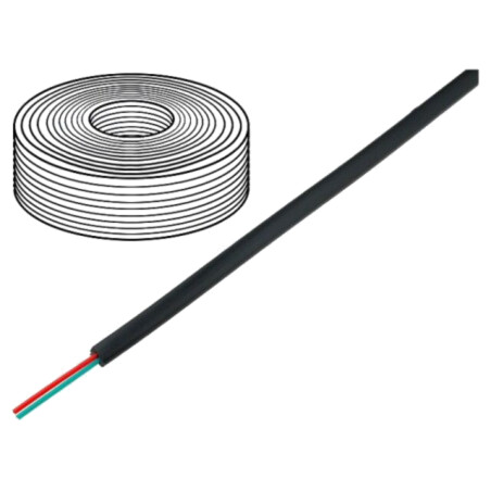 Cablu: cablu telecomunicaţii; 2x28AWG; litat; negru; 500m; Fire: Cu