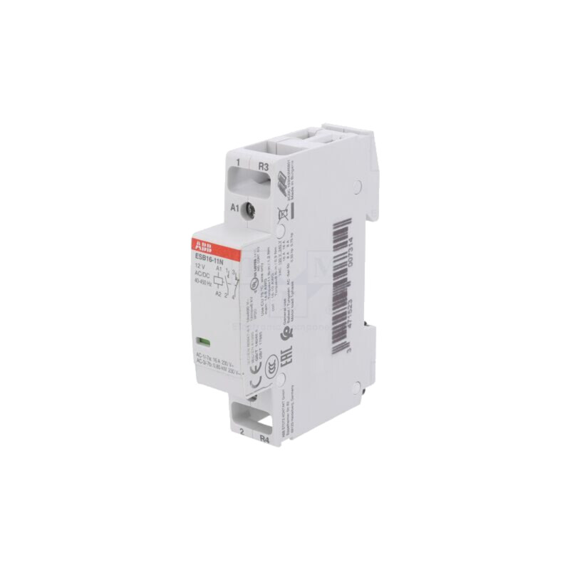Contactor: 2-polar pt.instalaţii; 16A; 12VAC,12VDC; NC + NO