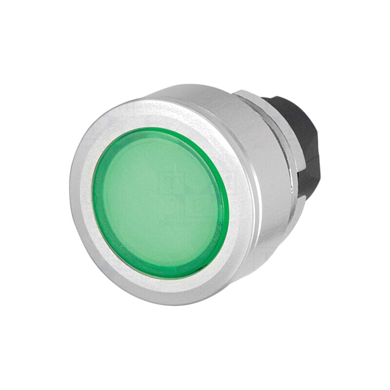 Comutator: acţionat prin apăsare; 30mm; Poz.i stab: 2; verde; IP65