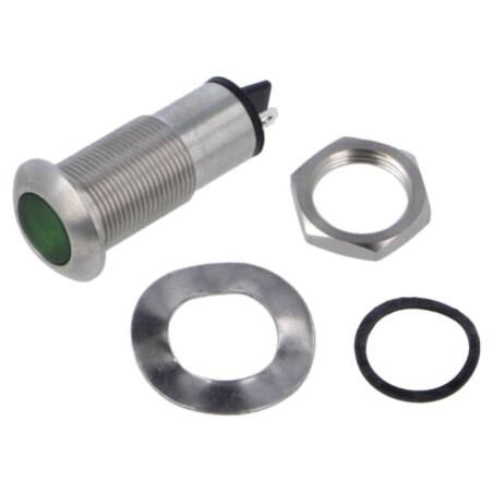 Lampă de control: LED; plată; verde; 110VAC; Ø12,7mm; IP67