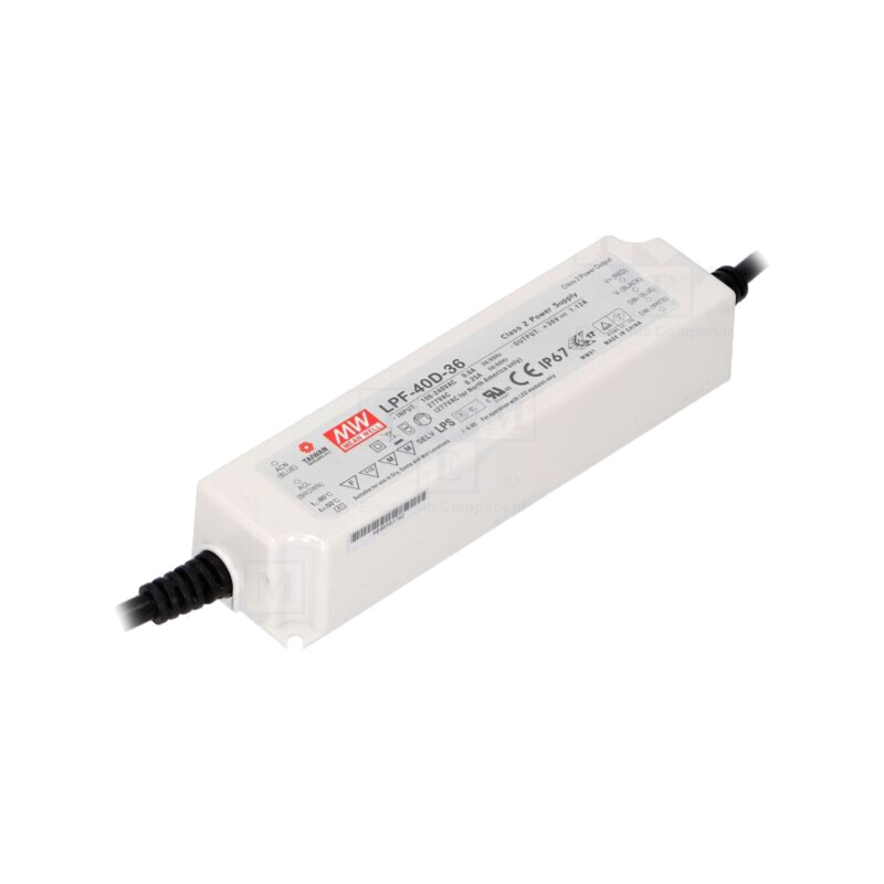 Alimentator: pulsatoriu; LED; 40,32W; 36VDC; 1,12A; 90÷305VAC; IP67