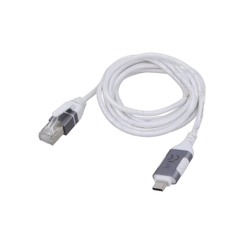 Cablu; slim,USB 3.1; RJ45 mufă,USB C mufă; nichelat; 2m; alb; gri