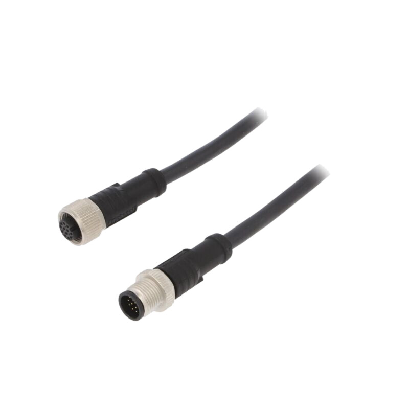 Cablu: pentru senzori/automatizări; PIN: 12; M12-M12; 1m; mufă