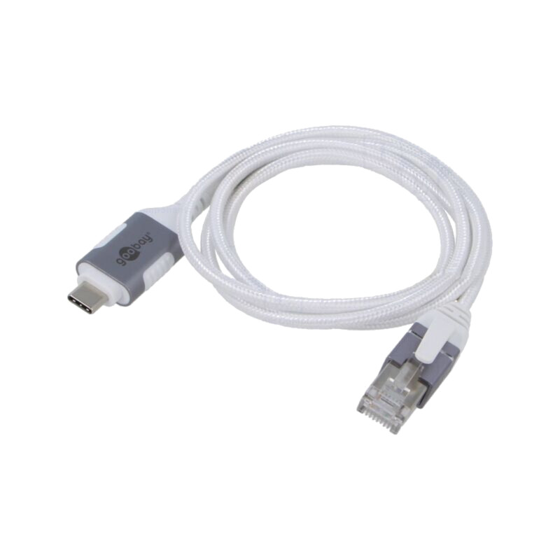Cablu; slim,USB 3.1; RJ45 mufă,USB C mufă; nichelat; 1m; alb; gri