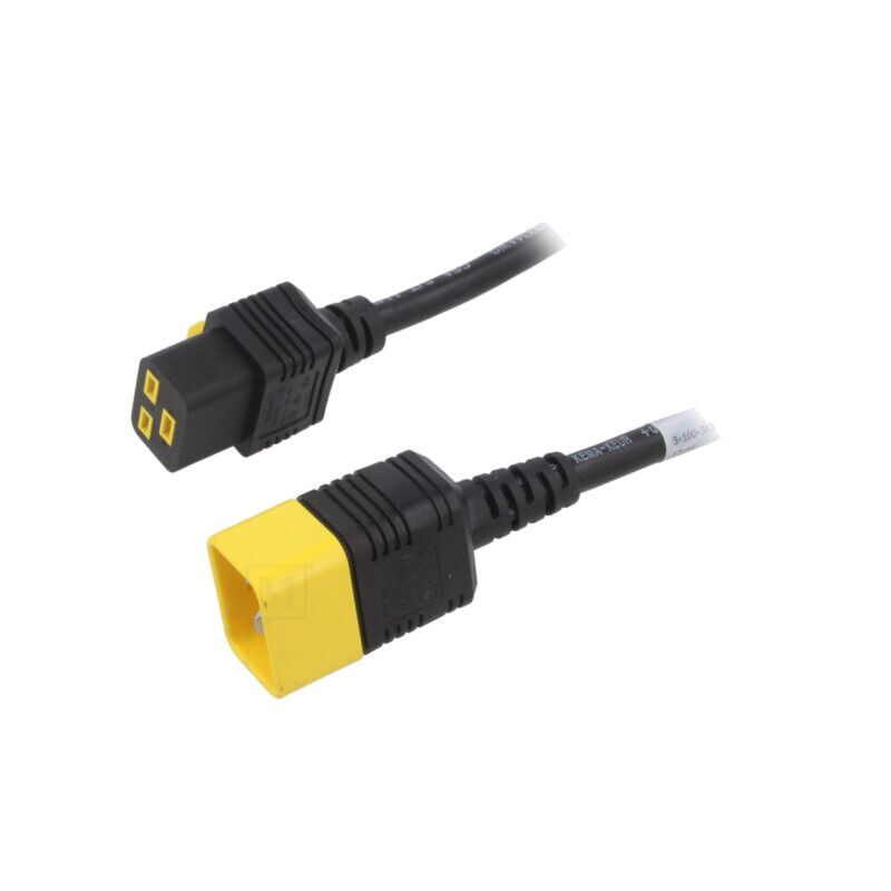 Cablu; 3x1,5mm2; 3x14AWG; IEC C19 mamă,IEC C20 tată; PVC; 3m; 16A