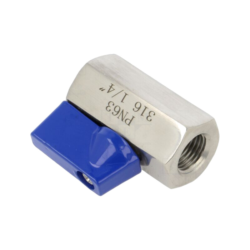 Supapă cu bilă; Oţel rezistent la acizi AISI 316; PTFE; 42mm