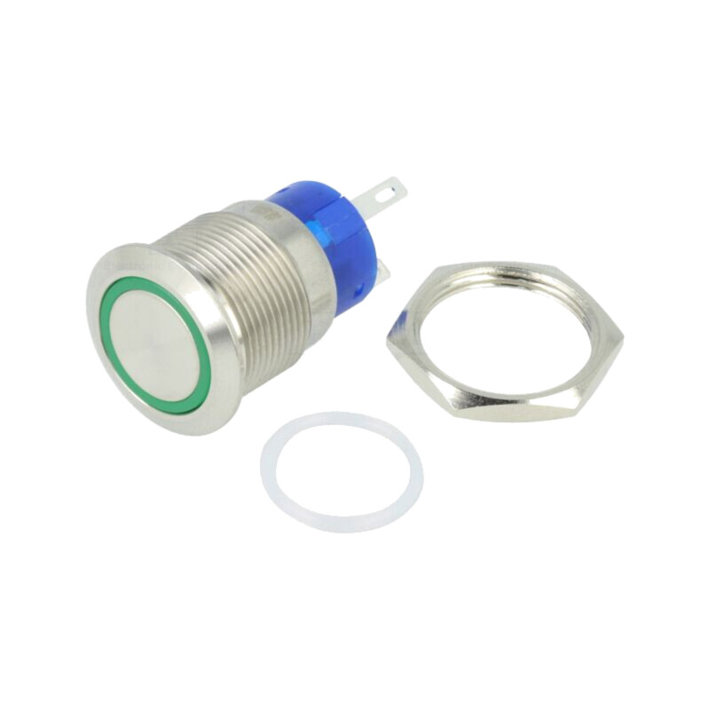 Comutator: anti-vandalism; Poz: 2; SPST-NO; 3A/250VAC; IP67; verde