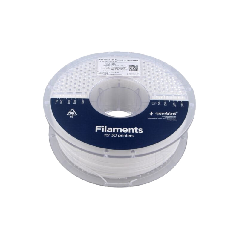 Filament: ABS; 1,75mm; albă; 225÷240°C; 1kg; High Speed Filament: ABS; 1,75mm; albă; 225÷240°C; 1kg; High Speed