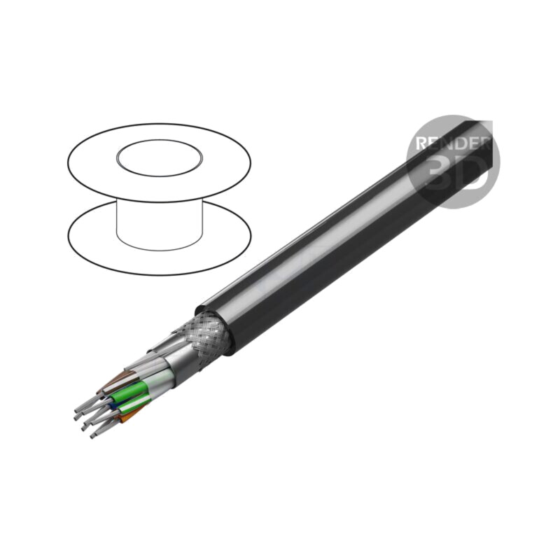 Cablu; 12x2x22AWG; RS232,RS485; litat; Cu; PVC; crom; 152m; CPR: Eca