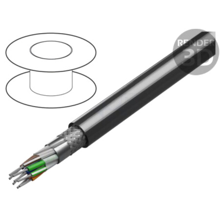 Cablu; 12x2x22AWG; RS232,RS485; litat; Cu; PVC; crom; 152m; CPR: Eca