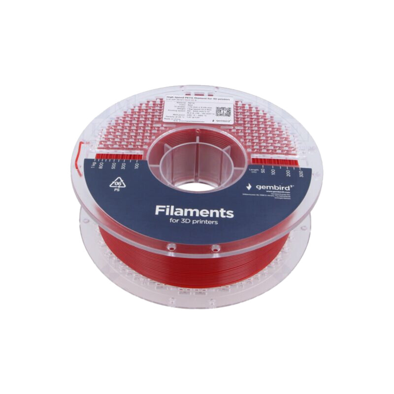 Filament: PET-G; 1,75mm; roşie; 220÷260°C; 1kg; High Speed Filament: PET-G; 1,75mm; roşie; 220÷260°C; 1kg; High Speed