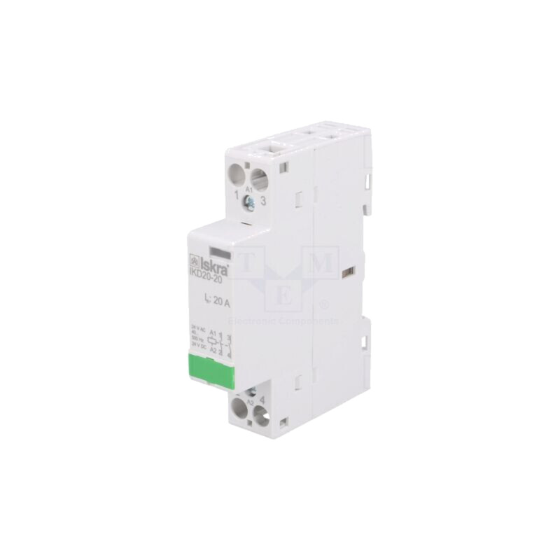 Contactor: 2-polar pt.instalaţii; 20A; 24VAC,24VDC; NO x2